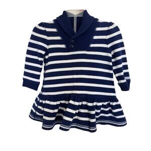 Ralph Lauren Baby Navy Striped Dress 2 Piece Set 9M Nautical Sailor Preppy